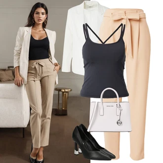 Outfit sa Bijela/Krem Kožna jakna za muškarce/Elegantni Sako/Boucle Blazer/Pleteni Sako/Boyfriend Sako/Oversize Sako/Pamučni Sakoi/Kožna jakna za muškarce/Corduroy Sako/Casual Sako/Znojni Sako JdY "Moderni outfit za proljeće"