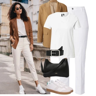 Outfit s Bílá/Krémová Teniska Kožené Tenisky/Úzká Teniska/Nízká Teniska/Vintage Teniska/Skate Bota Marc O'Polo "Stylový outfit na jaro"