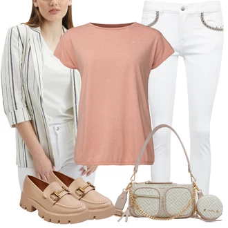 Pohodlí Outfit s Béžová/Khaki/Hnědá Bota Mokasín/Polobotek kesi "Stylový look na jaro"