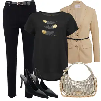 Šik Outfit s Černá Džíny Mom Jean/Kotníková Bota/Girlfriend Džíny/Zužující se Džíny/Džíny Regular Fit/High Waist Džínové Kalhoty/Kožená bunda/Zkrácené Džíny/Slim Fit Džíny orsay "Stylový look na jaro"Look: Mom, Chytrý příležitostný, Příliš oblečený, Šik, Ležérní, Elegantní, Pracovní oděvy, Cool, Francouzské, Kancelář, Old Money, Venkovní