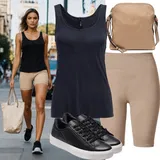 Bež Mrežaste kratke hlače outfiti za dame image