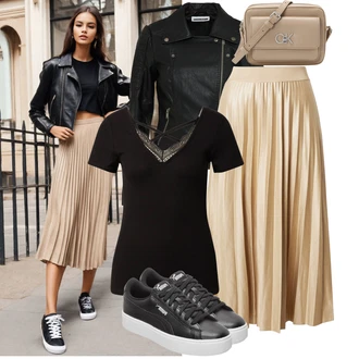 Outfit s Černá/Tmavě zelená Kožené Bund/Motorkářská bunda/Motorkářské Bund/Bunda z Umělé Kůže Noisy may "Módní outfit pro volný čas"