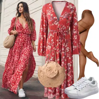 Letní outfity pro baculky "Trendové Maxi Šaty s Kombinací Tenisek"