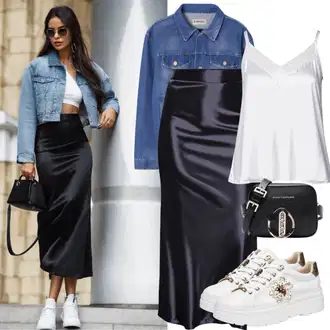 Oblečení se sukní Skating s Bílá/Krémová Nízká Teniska/Teniska s dírkovaným vzorem/Kožené tenisky/Letní tenisky tt. bagatt "Trendsetter 90. let outfit"Look: Lakros, Skating, Bruslení