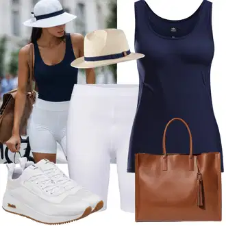 Prevelik outfit mit Črna/Roza/Bela/Škrlatna/Rjava Majica Kolesarske Kratke hlače/Bermuda/Kratke hlače z visokim pasom/Denim Kratke hlače Trendyol "Udoben komplet s kolesarskimi hlačami in tankinijem"Look: Brez šivov, Modernen, Softgirl, Prevelik, Seksi, Egirl, Športno, Priložnostne