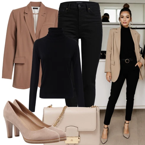 Kombinace Elegantní Černá Skinny Kalhoty/Tregíny/Push up Kalhoty/Džínové Legíny/Jeggings ONLY CarmakomaLook: Elegantní, Cool, Moderní, Old Money
