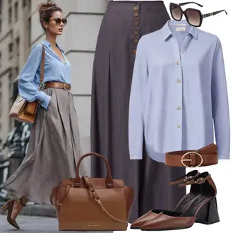 Outfity pro práci s Šedá/Světle šedá Krátká Sukně/Koktejlová Sukně/Moderní Sukně/Kancelářská Sukně/Sukně Pro Vysokou Školu/Sukně Áčkového Střihu/60tého Léta Sukně/Sukně Pro Matriku/Tenisová Sukně/Zavinovací Sukně/Unisex Sukně/Sukně Pro Školní Uniformu Noisy may "Vintage Elegantní Styl"