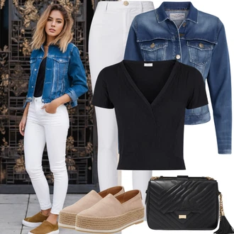 Měkké Outfit s Modrá/Tmavě modrá/Světle modrá Vintage Bund/Džínové Bund/Krátké Džínové Bundičky nasty gal petite "Volný čas s espadrilami"