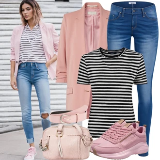 Samet Outfit s Černá Pletený top/Pletené tričko S.Oliver Black Label "Volný outfit v růžové"