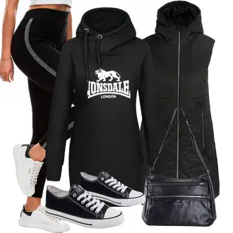outfit mit Črna/Rdeča/Temno siva Snežna Jakna/Smučarska jakna/Snowboard Jakna/Bluzon/Jakna s Kapuco Lonsdale "Vsakodnevni Outfit"