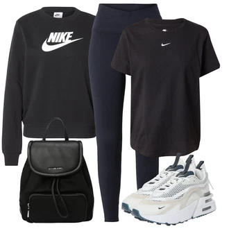 outfit mit Črna/Temno siva Women's Hoodies and Sweatshirts Nike Sportswear "Vsakodnevni Outfit"