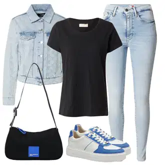Til outfit mit Svetlo modra/Modra Denim Jakna/Kratka Denim Jakna/Vintage Jakna/Kratka Jakna karl lagerfeld "Vsakodnevni Outfit"