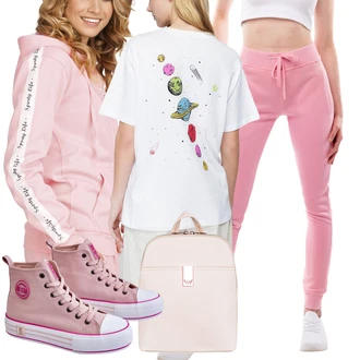 outfit mit Roza Športna Jakna/Vetrovka/Jakna s Stransko Zadrgo/Jakna s Kapuco/Poletna jakna/Slip-on jakna/Pomladna jakna/Trening Jakna yoclub "Vsakodnevni Outfit"