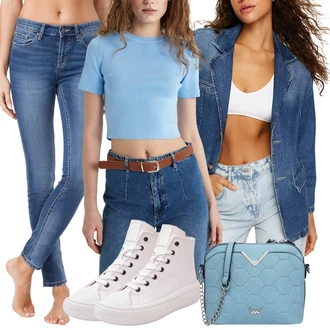 Z zadrgo outfit mit Bela/Roza/Siva Platnena Superga/Plato-Sneaker/Superge Z Bočno Zadrgo big star shoes "Vsakodnevni Outfit"