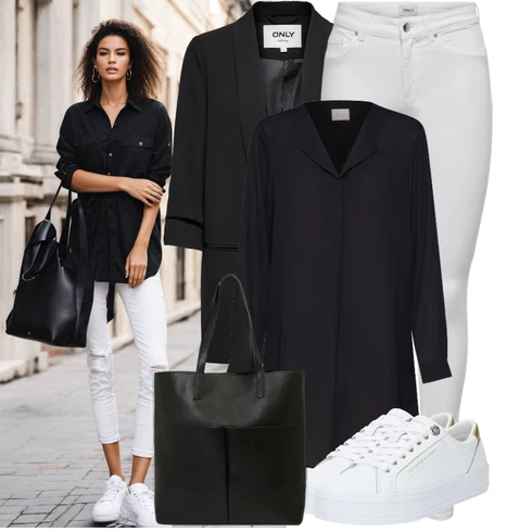 Kombinace Černá/Tmavě modrá Tunikové Tričko/Oversize Halenka/Elegantní Tunika/Klasická tunika/Dlouhá Halenka Vila