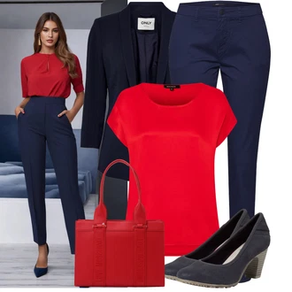 Outfit s Červená/Růžová Ležérní košile/Barevná košile/Nežehlivá košile/Košile s krátkým rukávem More & More "Lehký outfit"