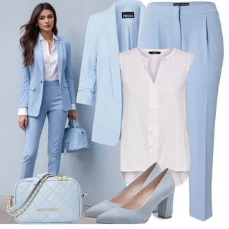 Krep Outfit s Světle modrá/Modrá Nezařazené Dorothy Perkins "Obchodní Outfit"