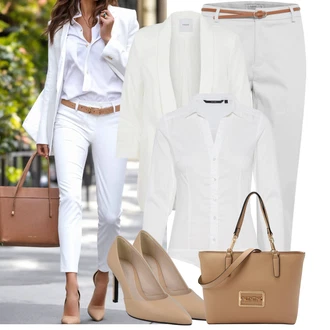 Vysoké Podpatky Outfit s Béžová/Hnědá Business Bota/Pohodlná lodička/Elegantní Bota/Lodička s vysokým nártem/Lodička na Vysokém Podpatku/Bota Na Podpatku/Vintage Lodička Calvin Klein "Vzhled casual"