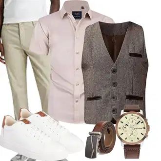 Mit Bauch Outfit mit Bordeaux/Grau/Dunkelbraun/Braun Generic "Business Outfits"