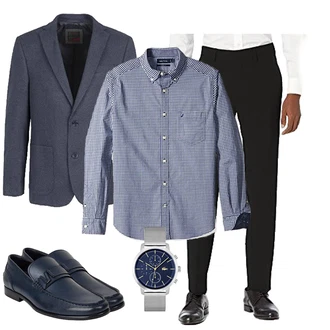 Outfit mit Blau Anzug Lässiger Blazer Bugatti "Business Outfits"