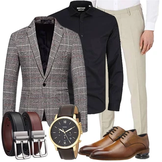 Outfit mit Schwarz/Dunkelblau Hemdbluse/Businesshemd/Business Hemd Jack & Jones "Business Outfits"