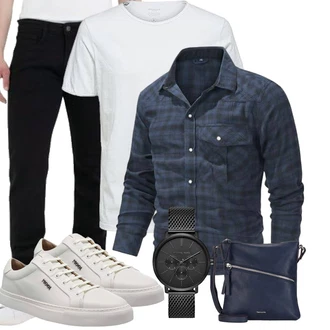 Business Outfits Oversize mit Dunkelblau Schulranzen/Schultertasche/Schultertasche/Umhängetasche Tamaris "Business Outfits"Look: Overdressed, Oversize, Classic, Premium, Vintage, Elegant, Glamourös, Moderne, Schlichte, Smart Casual, Schick, Feine