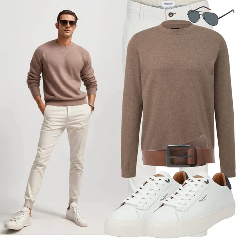 Sommer Beige/Grau/Khaki/Weiß BügelfaltenHose/Slim Hose/Twill Hose Jack & Jones kombinieren