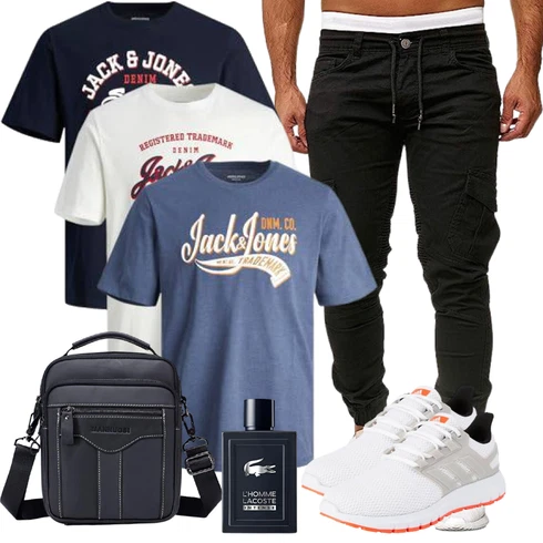 Sportlich Schwarz/Khaki/Dunkelgrün Löcherne Hose/Skinny Hose/Cargo-JoggingHose Cassiecy kombinieren mit SchulterTascheLook: Boyfriend, Sportlich, Goa, Outdoor, Stil, Empire, Coole, Techno, Casual, Hip Hop, Workwear