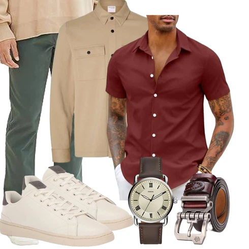Braun/Beige/Khaki Blusenjacke/Nachhaltige Jacke/Uniformjacke/Shirtjacke SELECTED HOMME kombinieren