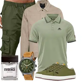 Knielang Outfit mit Khaki/Grün/Dunkelgrün Zip Off Hose/Parachute Hose/Caprihose/Strandhose/3/4 Hose/Pumphose/Cargohose/Cargo Short Generic "Casual Outfits"