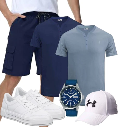DunkelBlau/Blau Cargo Short/Bermuda/Kurze Hose/Baggy Short YuKaiChen kombinieren