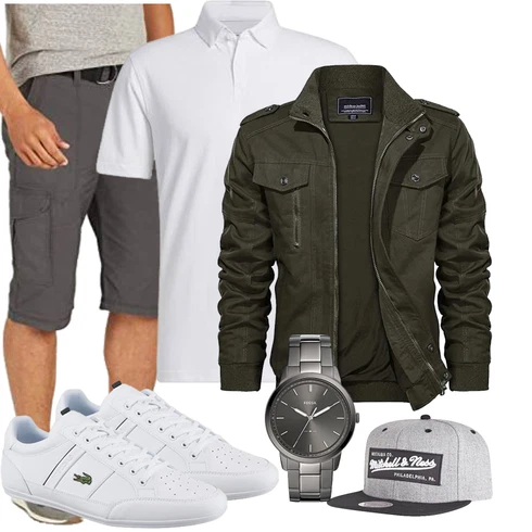 Hellgrau/Dunkelgrau/Grau/Khaki Hemd Cargo Short/Bermuda Lee kombinieren