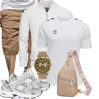 Outfit mit Braun/Beige Mini-Rucksack/Gürteltasche/Schultertasche/Geflochtene Tasche/Mini-Rucksack/Umhängetasche Suweir "Casual Outfits"