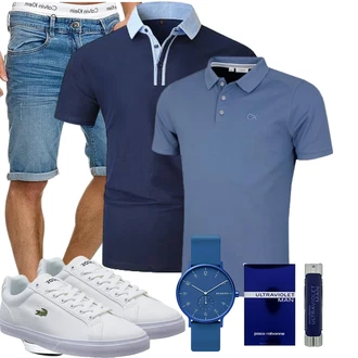 Sommer Outfit mit Hellblau/Blau Jeans Short/Bermuda/Kurze Hose Indicode "Casual Outfits"
