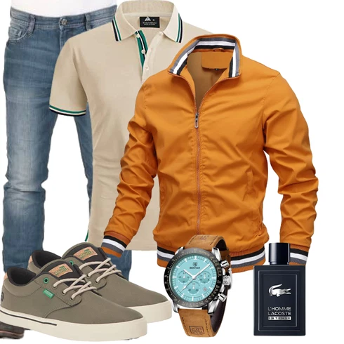 Orange/Gelb/Braun Innenfutter Jacke/Coachjacke/Nylonjacke/Trachtenstrickjacke/Vintage Jacke/Uniformjacke/Frühlingsjacke/Sommerjacke/Collegejacke/Bomberjacke AIEOE kombinieren