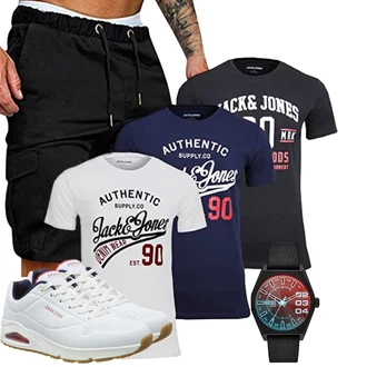 Logoprint Outfit mit Schwarz/Grau Unkategorisiert Jack & Jones "Casual Outfits"