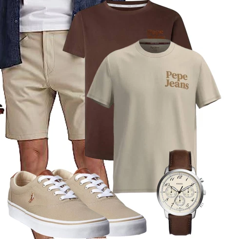 Old Money Beige/Khaki Hemd Chino Shorts/Bermuda/Musselin Shorts G-Star Raw kombinierenLook: Smart Casual, Preppy, Safari, Nahtlos, Coole, Old Money