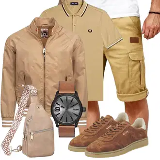 Outfit mit Braun/Beige Mini-Rucksack/Gürteltasche/Schultertasche/Geflochtene Tasche/Mini-Rucksack/Umhängetasche Suweir "Casual Outfits"
