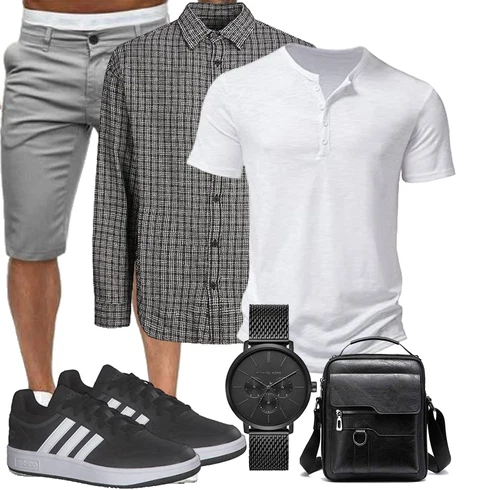 Grau/Hellgrau/Khaki/Beige Bermuda/Chino Shorts/Kurze Hose/Capri HUNGSON kombinieren