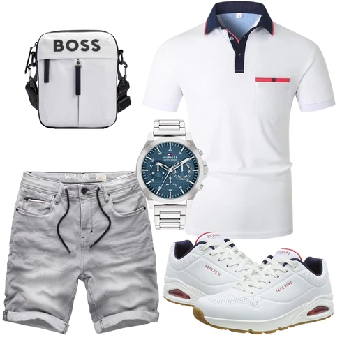 Grau/Hellgrau Hemd Jeans Short/Bermuda/Chino Shorts/Musselin Shorts/Kurze Hose Sublevel kombinieren