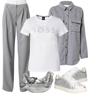 outfit mit Siva/Svetlo siva Volna Jakna/Trajnostna Jakna/Jakna srajka/Srajčna jakna/Rebrast Žamet Jakna Object "Kul videz za pomlad"