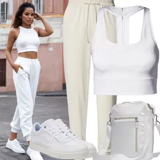 outfit mit Škrlatna/Pastelne barve/Zelena/Siva/Temno modra/Bela/Modra/Roza Ženski športni korzetni modrček/Visoka podpora Trendyol "Dinamičen Športni Outfit"
