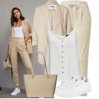 Zapínání na knoflíky Outfit s Šedá/Bílá/Krémová/Hnědá/Khaki Tričko & Top Košilový top/Krátký top/Halenka Bez Rukávů/Top Se Špagetovými Ramínky Only "Hezký outfit pro volný čas"