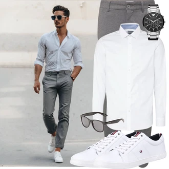 Taufe Outfit mit Weiß/Creme Bluse Große Größe/Business Hemd/Businesshemd/Bügelfreies Hemd Selected/SELECTED HOMME "Elegant Outfit"Look: Schule, Besondere Anlässe, Standesamt, Pop Konzert, Taufe, Konfirmation