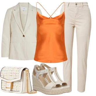 outfit mit Bež/Rjava/Khaki Sandala z zapiranjem na ježka/Sandala z visokim gležnjem/Sandal z bleščicami/Sandala/Sandala Udobna/Sandal z blok peto MICHAEL Michael Kors "Eleganten pomladni videz"