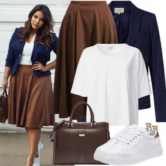 Jesenske Outfiti mit Rjava/Temno rjava/Temno zelena/Siva/Khaki/Bež Krilo iz 90-ih/Krilo A-linije/Krilo do Teleta/Krščansko Krilo/Velvet Krilo/Midi Krilo/Moderno Krilo/Krilo za zavezovanje/Krilo uniseks/Zimska Krila/Volno Krilo/Zavito Krilo Only "Eleganten stil za velike velikosti"