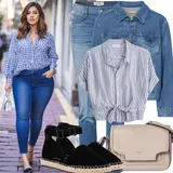 Denim jacket outfits Z bleščicami za dame image