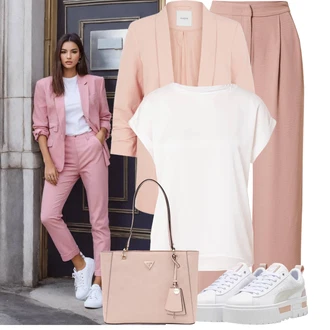 Djeveruša Outfit sa Pink/Ljubičasta/Smeđa Hlače Culotte Hlačice/Hlače Visokog Struka/Marlene Hlača/Palazzo Hlača/Hlače s Prorezom/Hlače S Naborom/Hlače s prednjim naborom/Široka Hlača About You "Dopadljivi outfit"