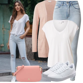 90tá léta Outfit s Šedá/Světle modrá/Modrá/Bílá Nízká Teniska/Volnočasová bota/Letní Tenisky/Úzká Teniska/Kožené Tenisky/Skate Bota Puma "Jarní outfit"Look: 90tá léta, Estetika, Hip Hop, Nerd, Skater, Sportovní, Steampunk