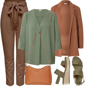 Prevelik Outfit sa Zeleno/Tamnozelena/Svjetlozelena Majica Ležerna košulja/Košulja od muslina JdY "Proljetni outfit"Look: Lagano, Stil, Prevelik, Sveučilišna, Radna odjeća, Mom, Vatrogasici, Talijanski
